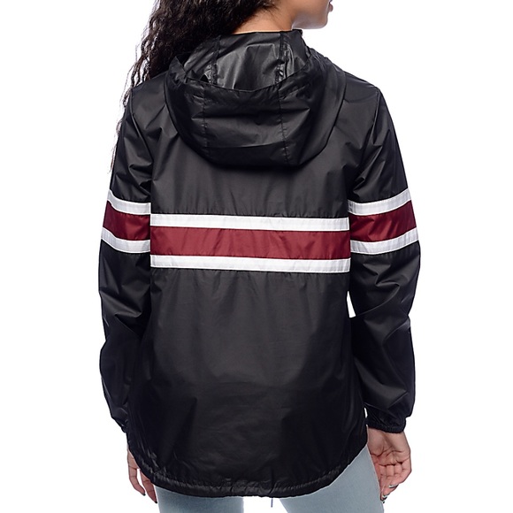 Zine Shiloh Black & Burgundy Packable Windbreaker - Picture 2 of 6